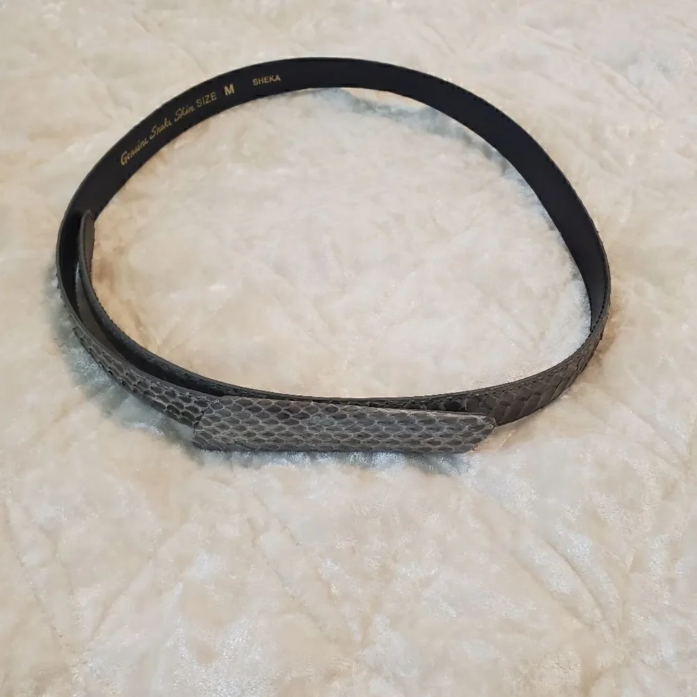 Vintage Women's Genuine snake skin Belt Size‎ Medium Gray by SHEKA